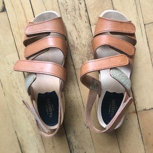 Tan velcro clogs